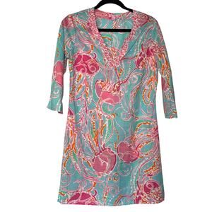 Lilly Pulitzer Courtney Jellies Be Jammin Jelly Fish 3/4 Sleeve Tunic Dress Sz S